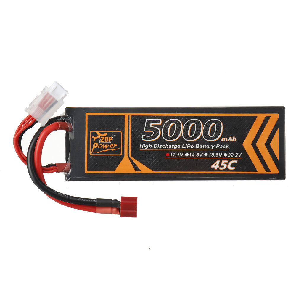 ZOP Power 11.1V 5000mAh 45C 3S LiPo Battery T Deans Plug for FPV Racing Drone