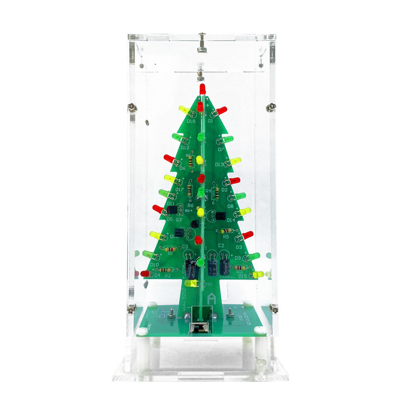 Tri-color/Colorful Straight-leaf Christmas Tree Standard/Music Version DIY Electronic Kits