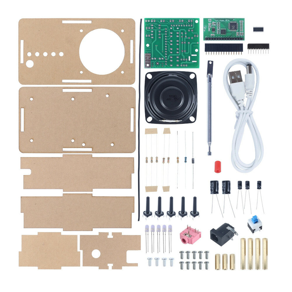 FM Radio Not Assembled DIY Kit Parts Digital Amplifier with Electric Frequency Indicator Broadcast Receiver Kit