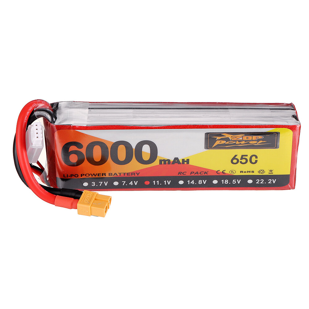 2PCS ZOP Power 11.1V 6000mAh 65C 3S Lipo Battery XT60 Plug for RC Drone