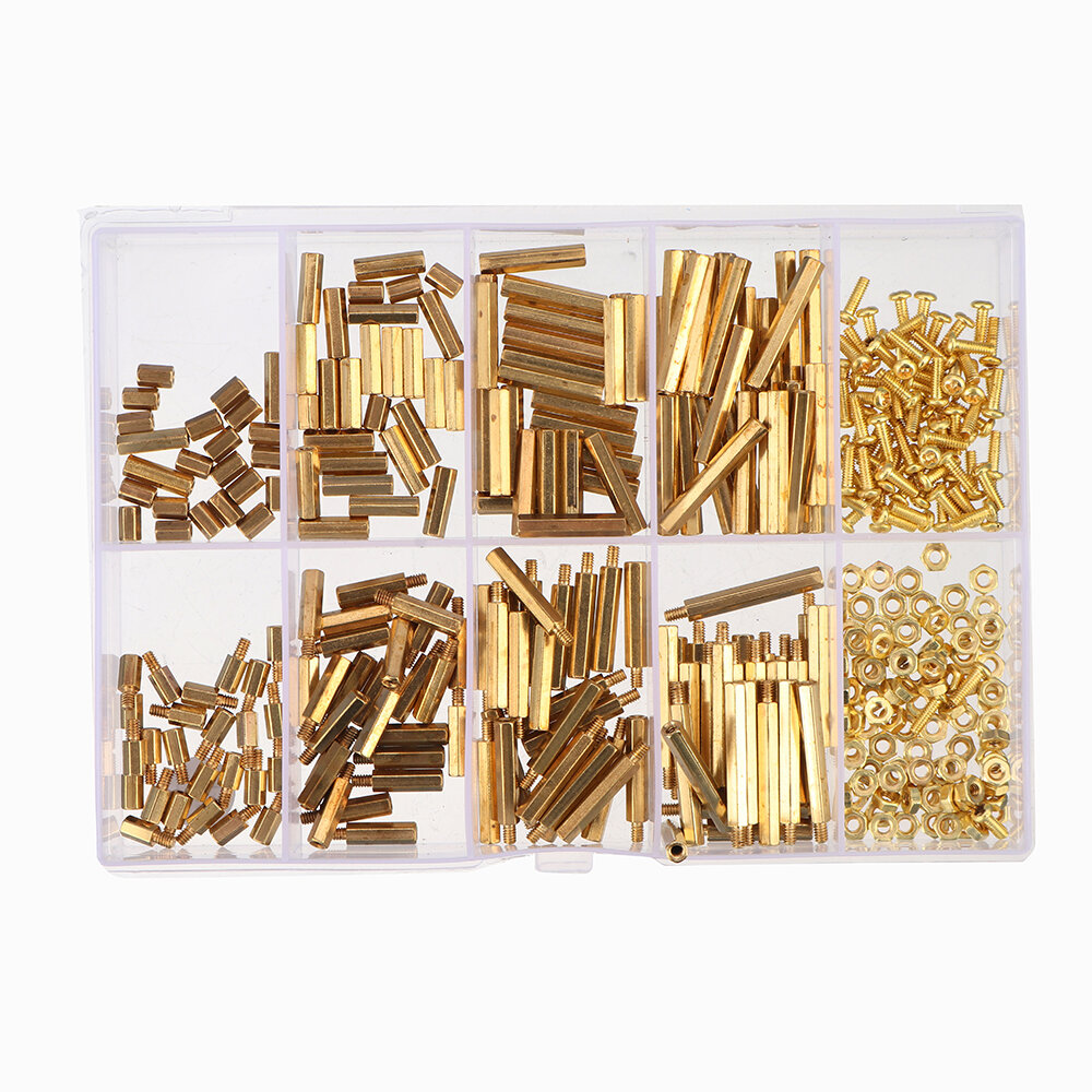 280Pcs M2.5 Hex Nut Assortment Kit Head Brass Spacing Double-pass Screw Threaded Pillar PCB Computer Motherboard StandOff Spacer