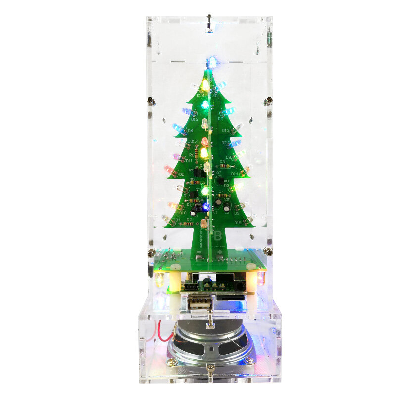 Straight/Curve-leaf Christmas Tree Tri-color/Colorful Version Support bluetooth DIY Electronic Kits