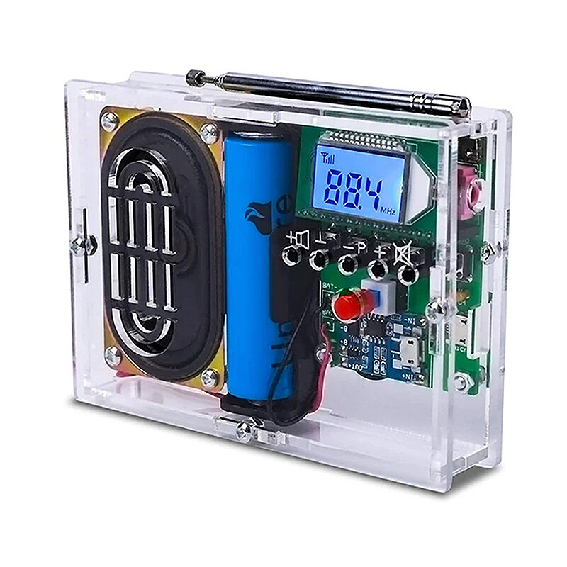 FM Radio Receiver Module DIY Electronic Kit 76-108MHz DIY Radio Speaker Kit Frequency Modification LCD Display Soldering Practice