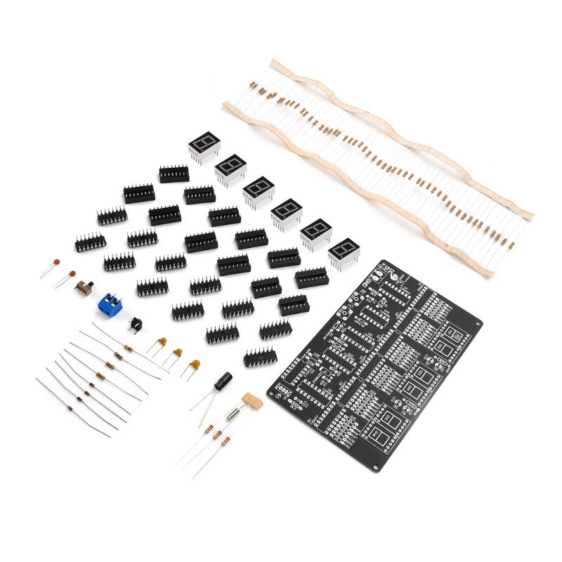 6 Digits DIY Clock Kit Auto Display Time DIY Alarm Clock Soldering Practice Kit for Students and Diyers DC4.5V-5.5V