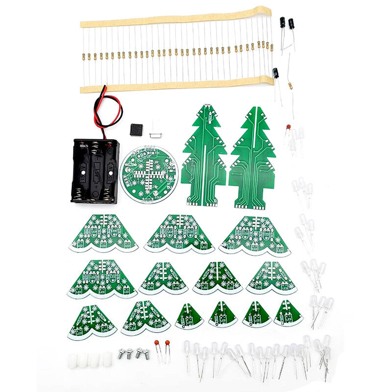 3D DIY Christmas Tree Kit with LED Flashing Lights Electronics Soldering Circuit Training Parts