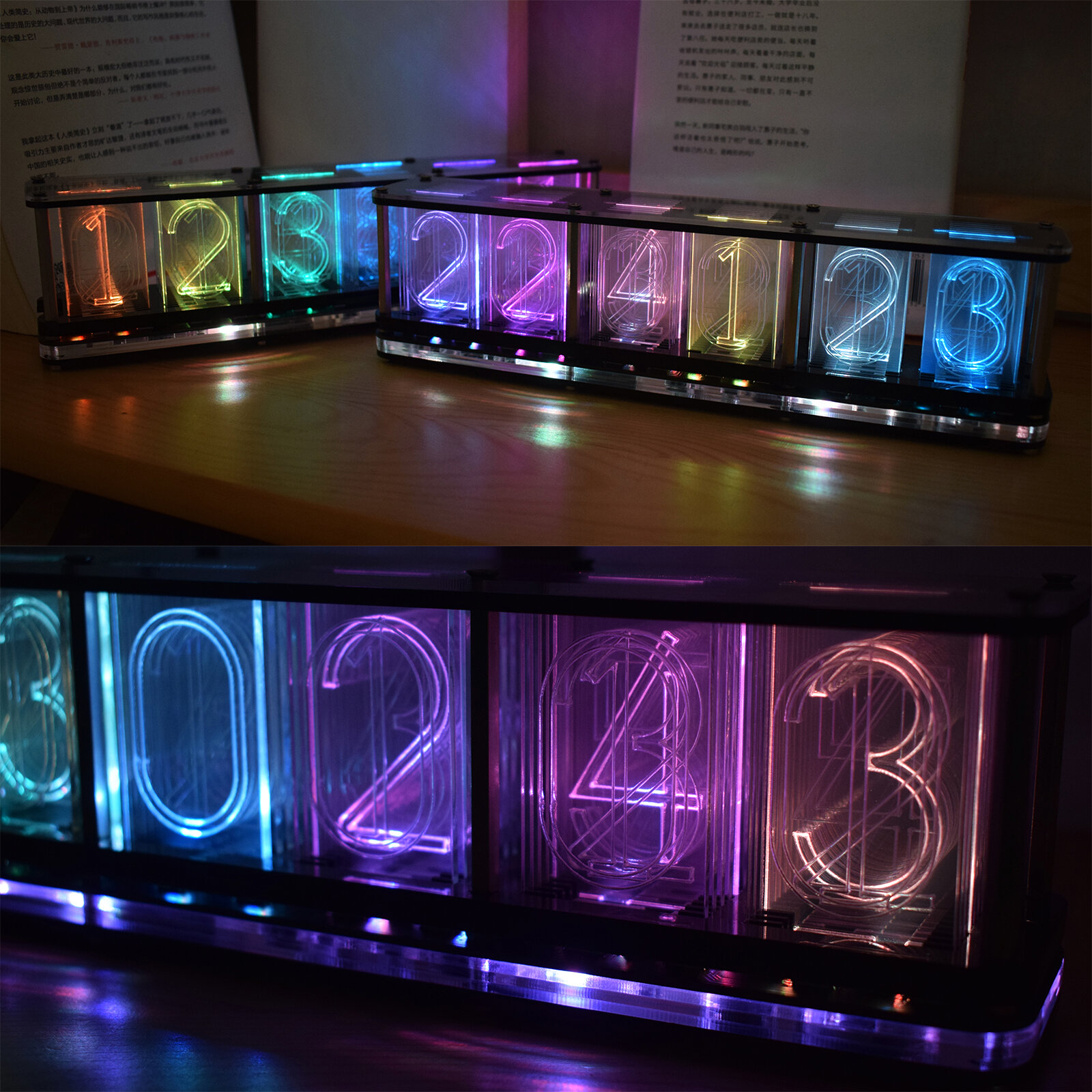 Geekcreit Upgrade Boldfaced Word Imitate Glow Clock Full Color RGB Glow Tube Clock LED Music Spectrum Kit DS3231