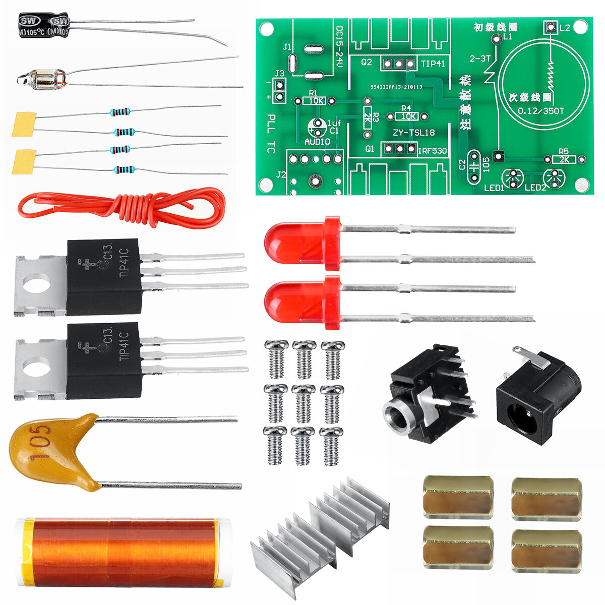 Geekcreit DIY Mini Tesla Coil Module Unassembled 15W DC 15-24V 2A Plasma Speaker Electronic Kit