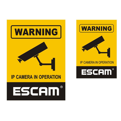 Immagine di 2Pcs/Lot ESCAM 12x18cm 10x14.5cm Monitoring Security Camera CCTV Waterproof Warning Sign Sticker