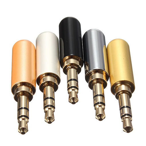 Immagine di 3 Pole Male Headphone Jack Plug Metal Audio +Heat Shrinkable Tube