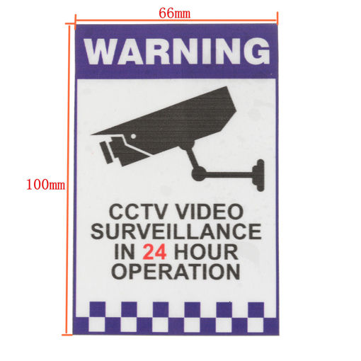 Picture of Warning CCTV Security Surveillance Camera Decal Sticker Sign 66mmx100mm Internal
