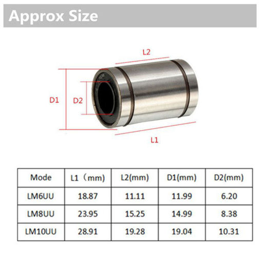 Picture of LM6UU/LM8UU/LM10UU Linear Bearing Steel 3D Printer Accessories