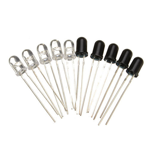 Picture of 10pcs 5mm 940nm IR Infrared Diode Launch Emitter Receive Receiver LED