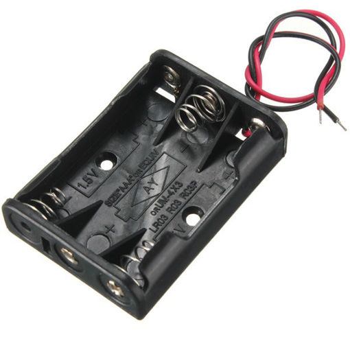 Picture of 3-Slot 3 X AAA Battery Holder With Leads