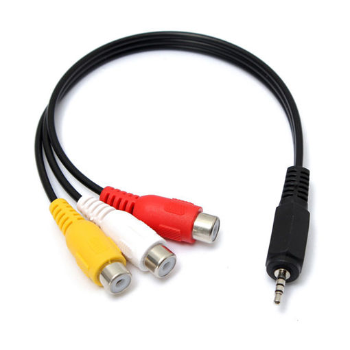 Picture of 2.5mm 20cm Male to 3 RCA Female Jack Splitter Audio Video AV Adaptor Cable Extension Lead