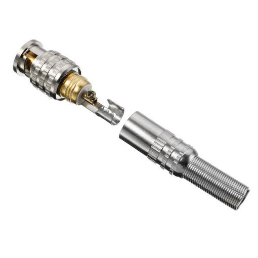 Immagine di BNC Male Connector for RG-59 Coaxial Cable Brass End Crimp Cable Screwing Camera Free Welding