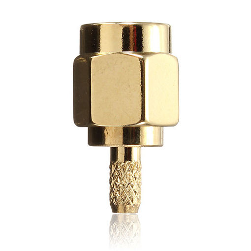 Picture of Brass RP-SMA Male Plug Center Window Crimp Cable RF Adapter Connector