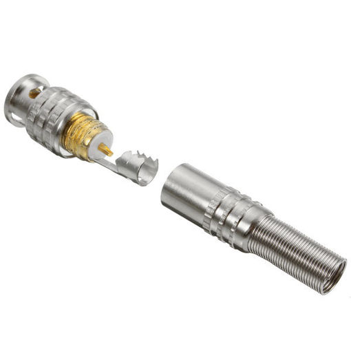 Immagine di BNC Male Connector for RG-59 Coaxical Brass End Crimp Screwing Camera Free Welding US Version