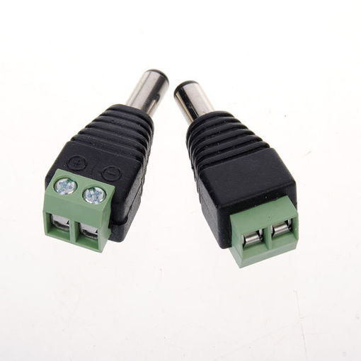 Picture of 2pcs 5.5 x 2.1mm DC Power Male Jack Plug Connector For CCTV Cameras