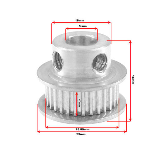 Picture of 30T 5mm Bore 2GT Timing Pulley for 6mm Width 2GT Timing Belt 3D Printer Part