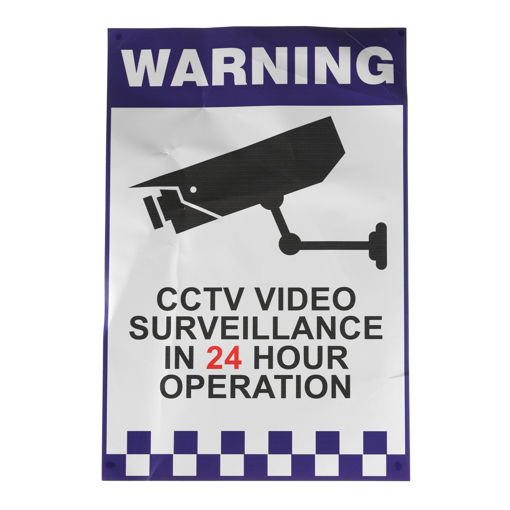 Picture of 200x300mm Warning CCTV Security Surveillance Sticker Camera Rigid Plastic Sign