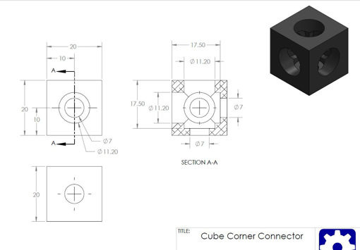 Picture of V-slot Cube Corner Prism Connector Adjustable Wheel Bracket For 3D Printer CNC Part