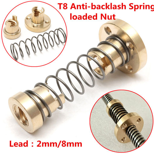 Immagine di Geekcreit T8 Anti-Backlash Spring Loaded Nut For 2mm / 8mm Acme Threaded Rod Lead Screw