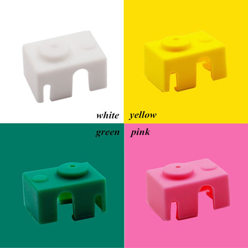 Immagine di Green/Pink/Yellow/White Silicone Case For V6 PT100 Aluminum Block 3D Printer Part Hot End