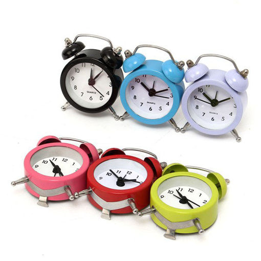 Picture of Mini Classic Double Bell Alarm Clock Traditional Quartz Movement With Night Light