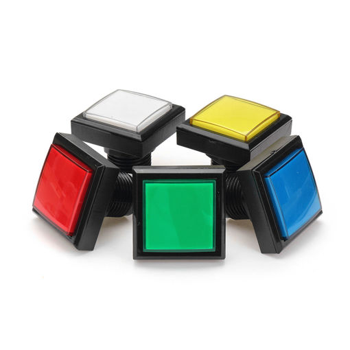Immagine di 44x44mm Blue Red White Yellow Green LED Light Push Button for Arcade Game Console DIY