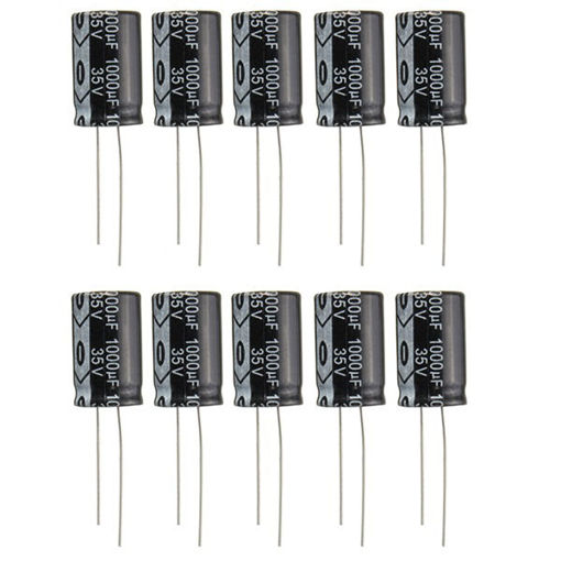 Picture of 10pcs 35V 1000uF Electrolytic Capacitor Low ESR 13 x 20mm