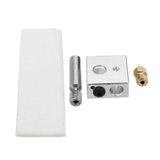 Immagine di CTC MK8 0.4 mm Extruder Nozzle + PTFE Throat + Heating Block + Insulation Tape Hotend Kit