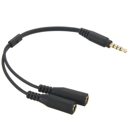 Picture of 3.5MM 1 Male To 2 Dual Female Earphone Microphone Y Splitter Audio Cable Adapter