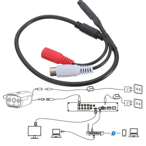 Picture of Sensitive Audio Pickup Mic Microphone Cable For CCTV Security System Covert DVR Camera