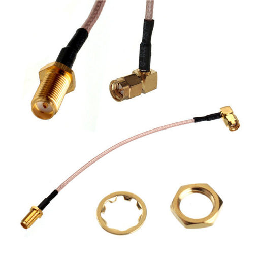 Immagine di 15cm SMA Female Bulkhead To SMA Male RA Plug Right Angle Pigtail Cable RG316