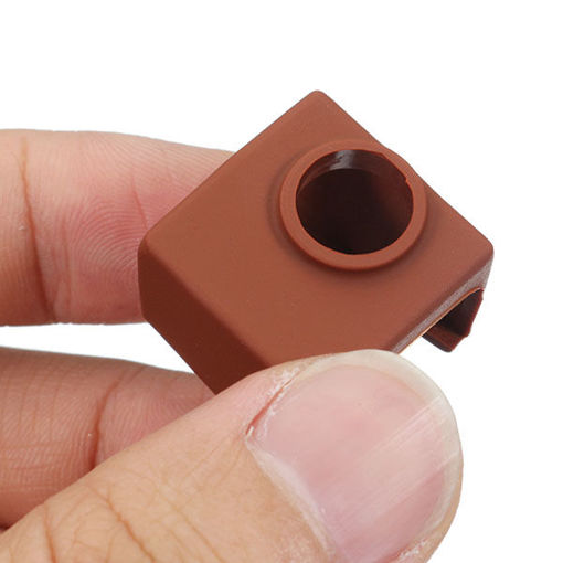 Picture of MK10 Coffee Color Silicone Protective Case For Heating Aluminum Block 3D Printer Part Hot End