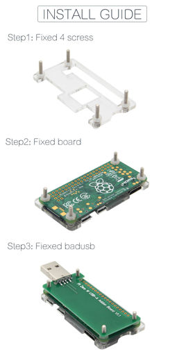 Immagine di Transparent Acrylic Case For Raspberry Pi Zero W USB-A Addon BadUSB Board