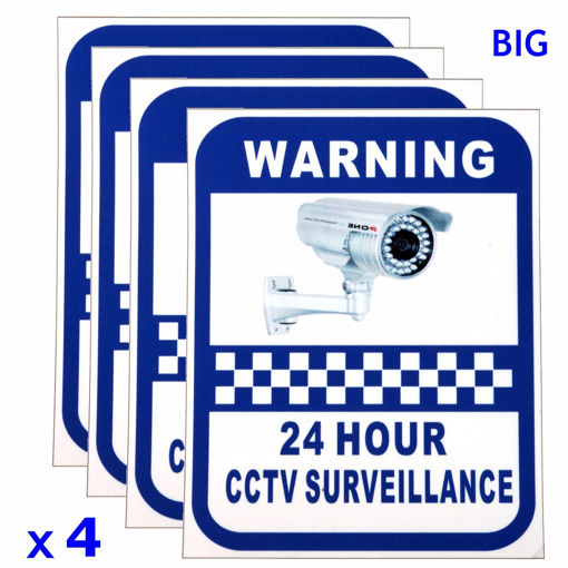 Immagine di 4xCCTV Camera Warning Stickers Surveillance Vinyl Decal Video Security Sign New
