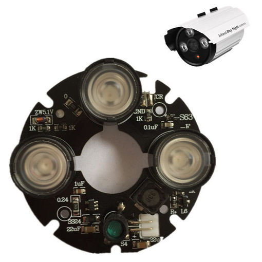 Picture of 3pcs Array IR LED Spot Light 850nm Infrared Board for CCTV Bullet Camera 53mm Diameter