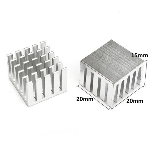 Picture of 10pcs 20x20x15mm DIY CPU IC Chip Heat Sink Extruded Cooler Aluminum Heat Sink