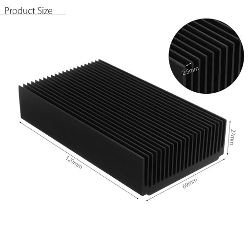 Picture of 22 Tooth 120x69x27mm Oxide Aluminum Heat Sink Module Black Heat Radiation