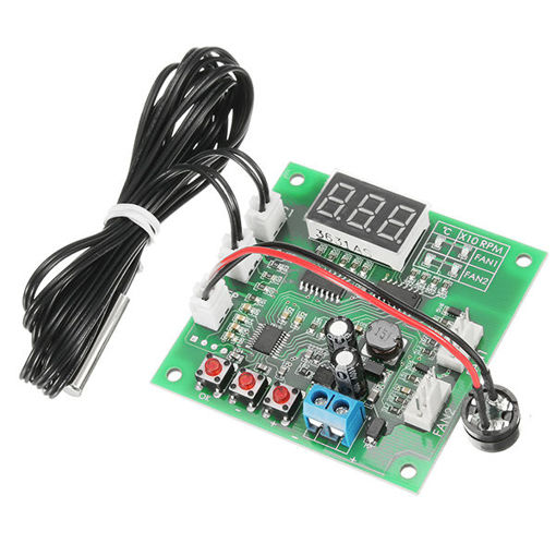 Immagine di ZHIYU DC 12V 24V 48V 2 Way Cooling PWM 4 Wire Fan Temperature Controller Temperature Speed Display