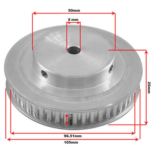 Picture of 60T 8mm Bore 2GT 3D Printer Aluminum Timing Pulley for 6mm Belt Width 3DPrinter Part