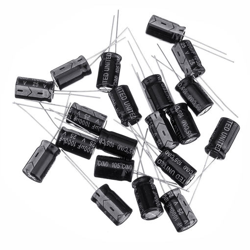 Picture of 20Pcs High Frequency Low Impedance 25V 1000uF 10*13MM Aluminum Electrolytic Capacitor