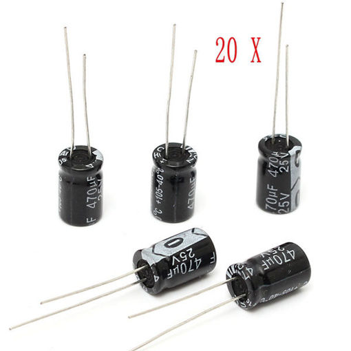 Picture of 20PCS 470UF 25V Electrolytic Capacitor 25V470UF 8X12MM