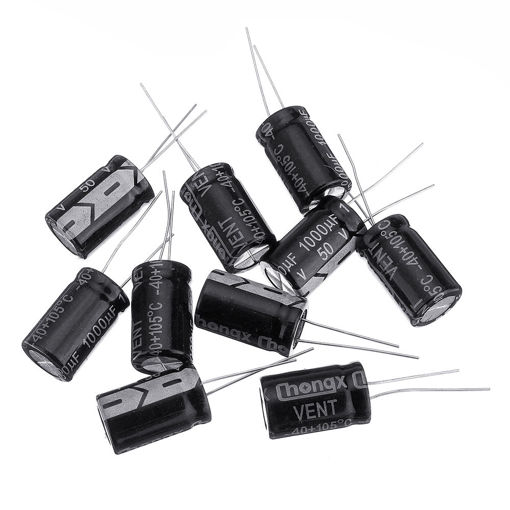 Picture of 10Pcs 50v 1000uf 1000mf Electrolytic Capacitor 1000UF 50V 13x25mm