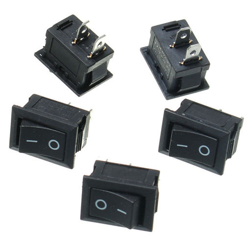 Immagine di 20pcs Black Push Button Mini Switch 6A-10A 110V 250V KCD1-101 2Pin Snap-In On/Off Rocker Switch