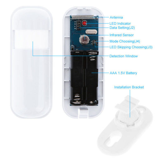 Immagine di Smart Wireless Mini PIR Infrared Passive Sensor Motion Detector Home Security Alarm System 433Mhz
