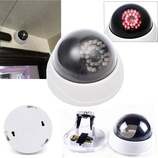 Immagine di C-63 Security Dummy Fake Surveillance CCTV Dome IR Camera with Flashing Red LED Light