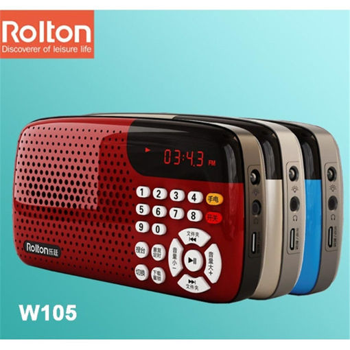 Picture of Rolton W105 Portable Mini FM Radio Speaker Music Player Tf Card With LED Display And Flashlight