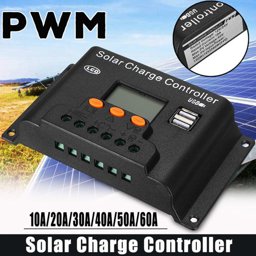 Immagine di 10/20/30/40/50/60A 12v/24v Adjust PWN Solar Battery Charge Controller for Solar Panel